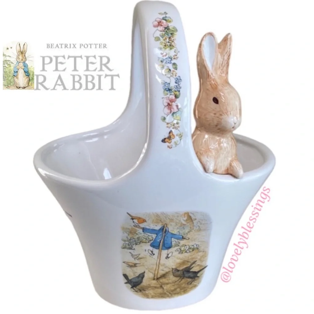 Vintage Beatrix Potter Easter Basket Bunny Rabbit Collectibles Floral Teleflora